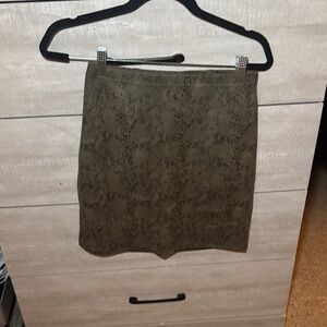 Olive Mini Skirt with Subtle Snake Texture
